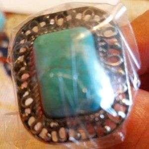 Silver and Turquoise Ring Adjustable Style 10